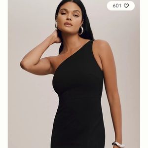 BHLDN Hallie One- Shoulder Stretch Crepe Maxi Gown